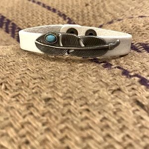 Cuff Bracelet | Feather Cuff Bracelet | Turquoise Feather Bracelet | White Cuff